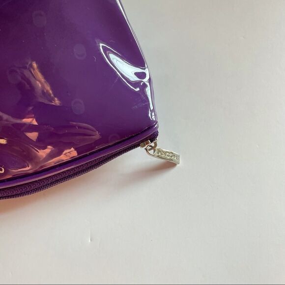 Lancôme Paris Makeup Bag Purple Patent Faux Leather Cosmetic Pouch Rare Vintage - Picture 5 of 10